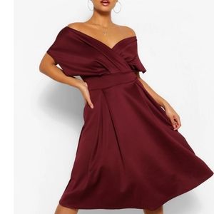 Plus Off The Shoulder Wrap Midi Dress